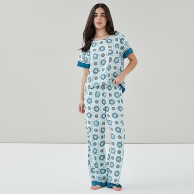Pantalon de nuit imprimé - BLEU PASTEL