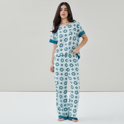 Printed Sleep Pant - Pastel Blue