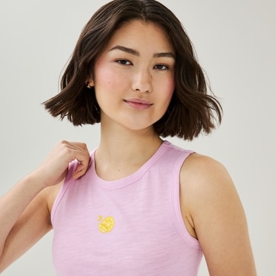 Embroidered Sleep Tank - Dusty Pink