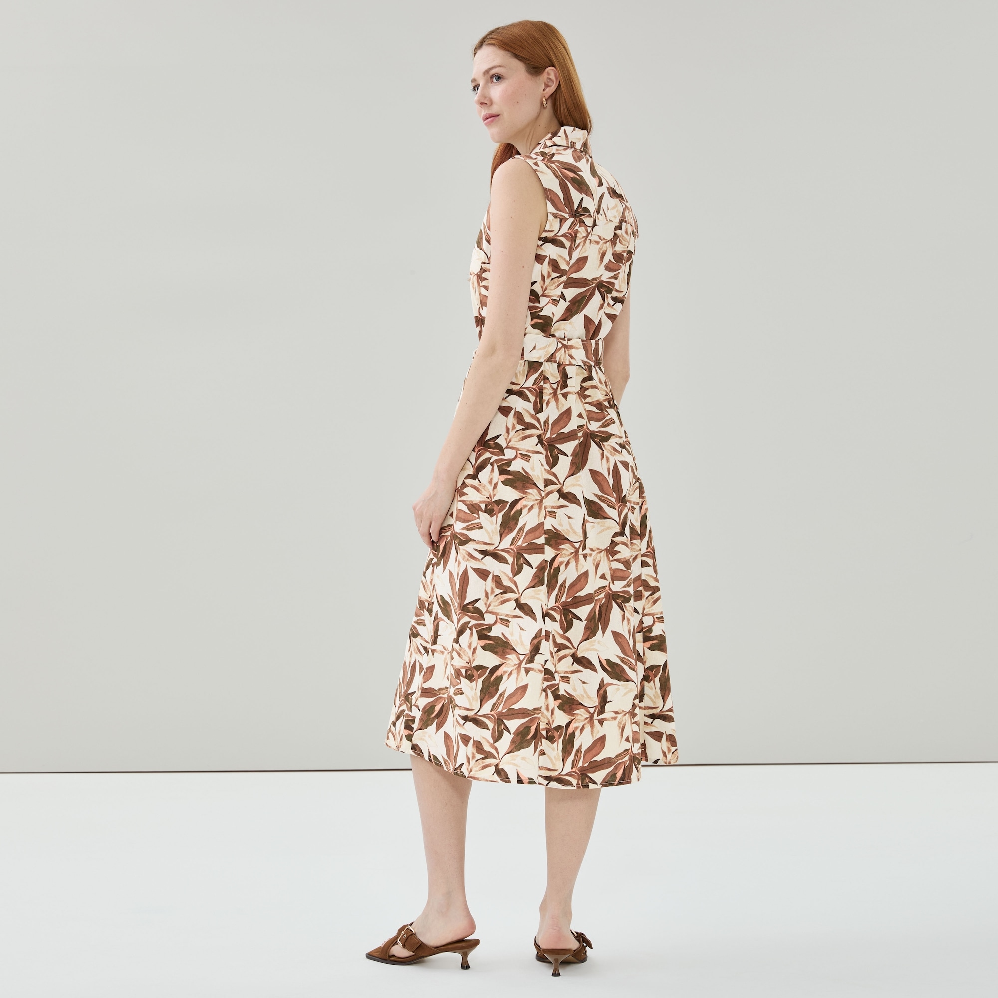 Linen Cotton Midi Shirt Dress in Light Brown from Joe Fresh Linen Cotton Midi Shirt Dress in Light Brown from Joe Fresh