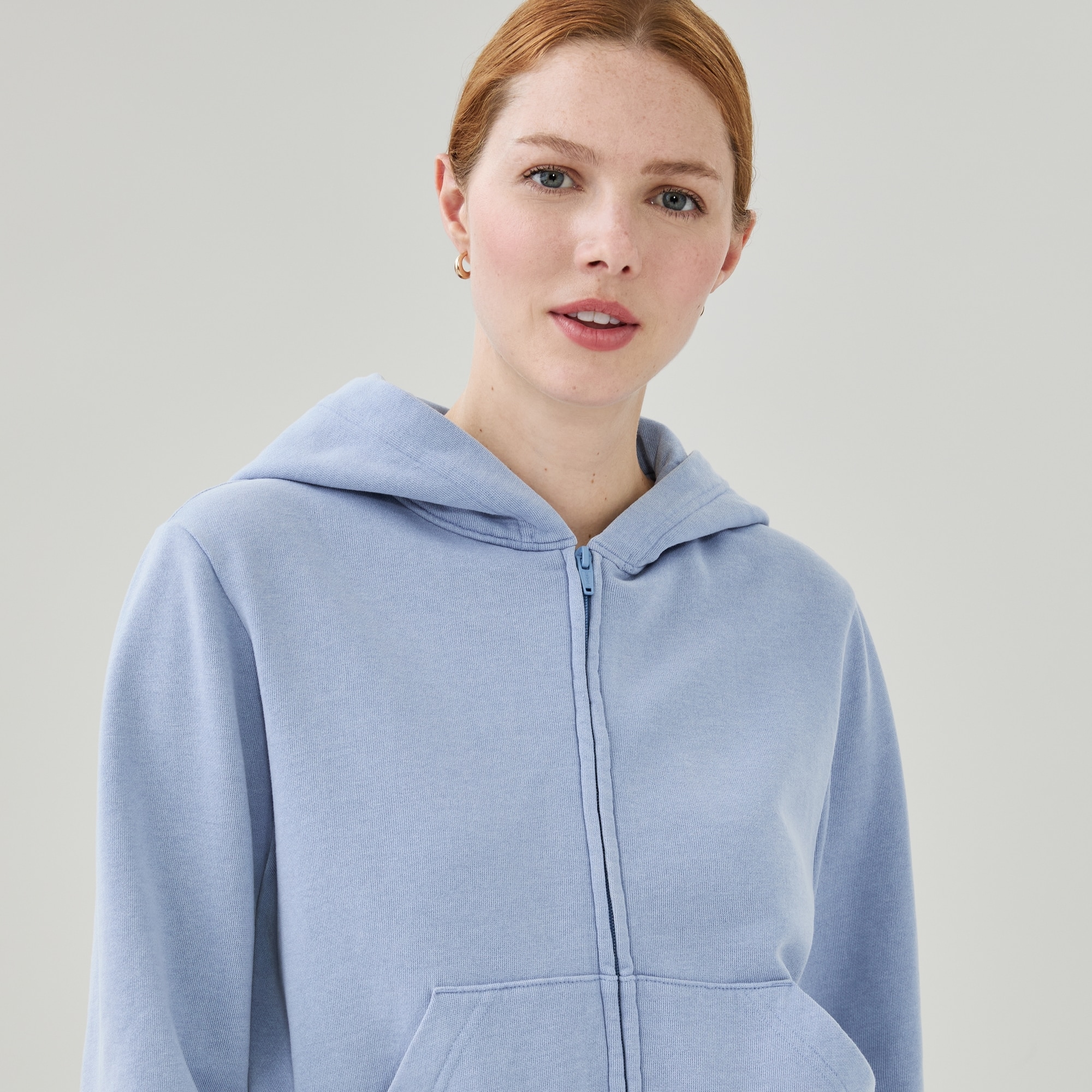 Active Cropped Hooded Jacket in Light Blue from Joe Fresh