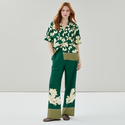 Pantalon sans attache à jambe large - Vert