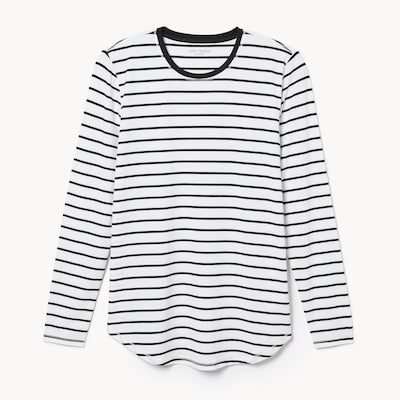 Active Striped Long Sleeve Top - White