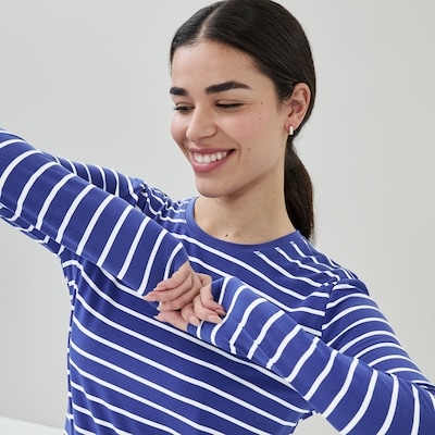 Active Striped Long Sleeve Top - Blue