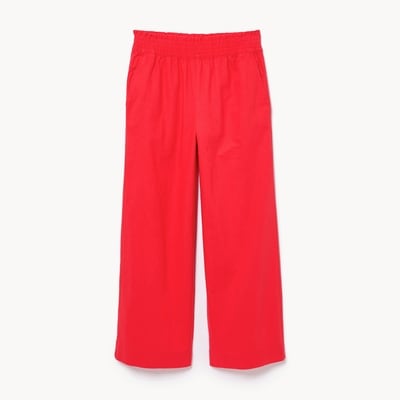 Pantalon à jambe large en lin et coton - Rouge Vif