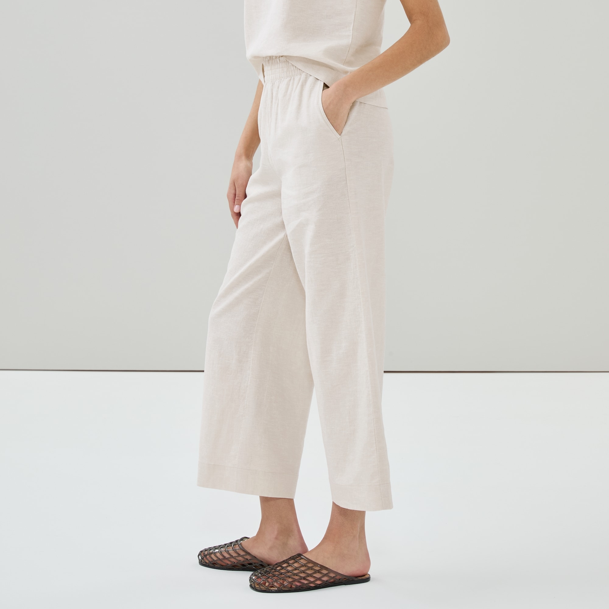 Linen Cotton Wide Leg Pant in Linen from Joe Fresh