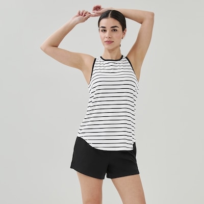 Cami sport rayée à dos nageur - Blanc