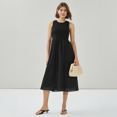 Robe cami midi à fronces - Noir JF