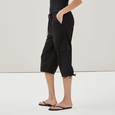 Linen Cotton Cropped Pant - JF Black