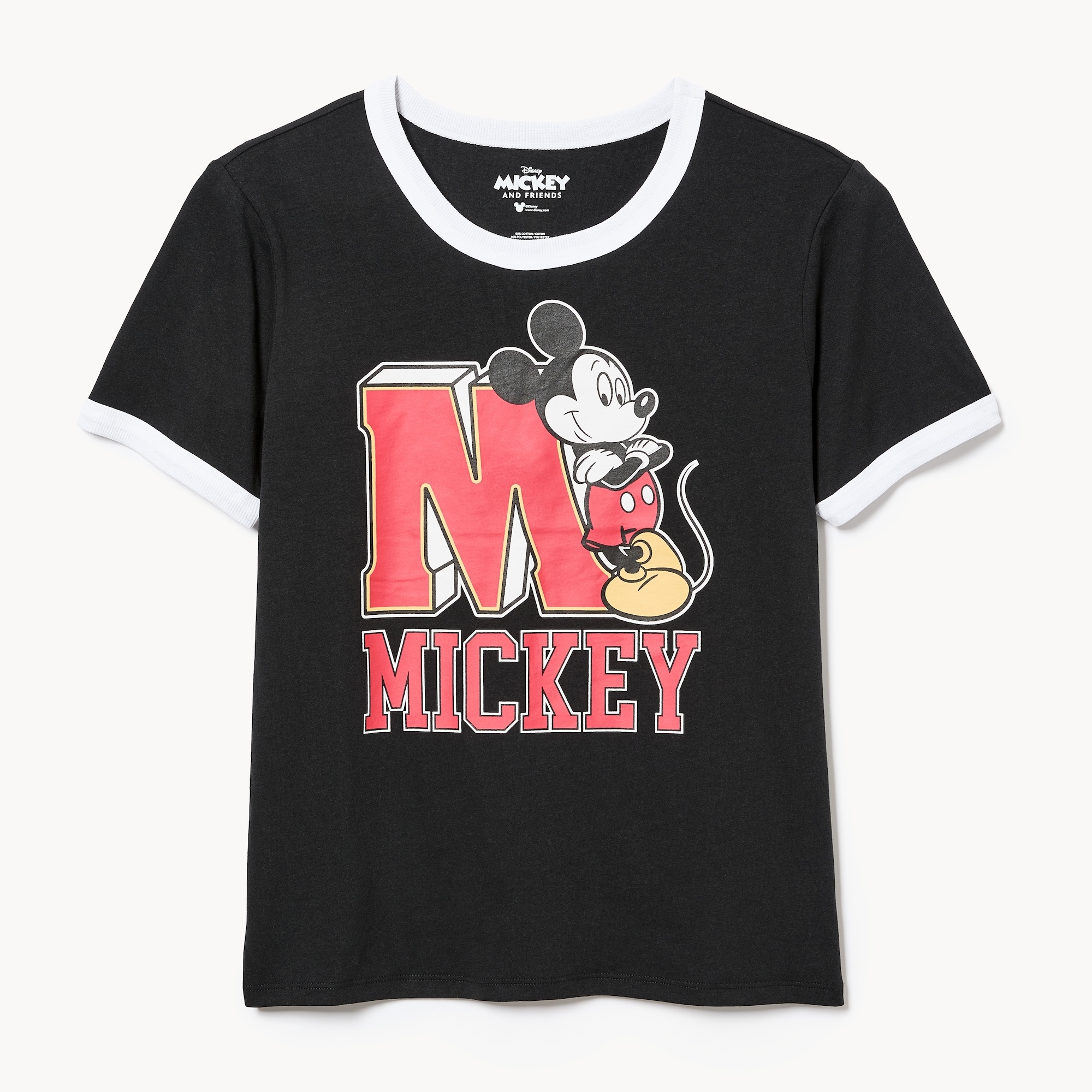 Disney Mickey Mouse Ringer T-Shirt in Black from Joe Fresh