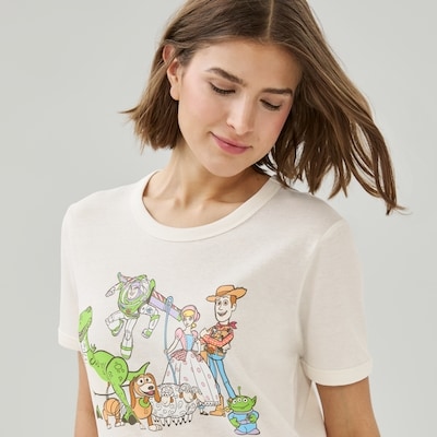 T-shirt contrastant Histoire de jouets Pixar - Blanc Cassé