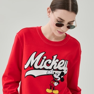 Chandail en molleton imprimé Mickey Mouse Disney - Rouge
