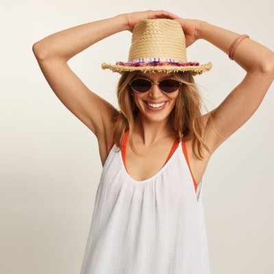 Fringed Straw Hat - Dark Sand