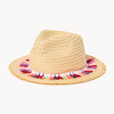Fringed Straw Hat - Dark Sand