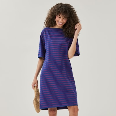 Striped T-Shirt Dress - Navy