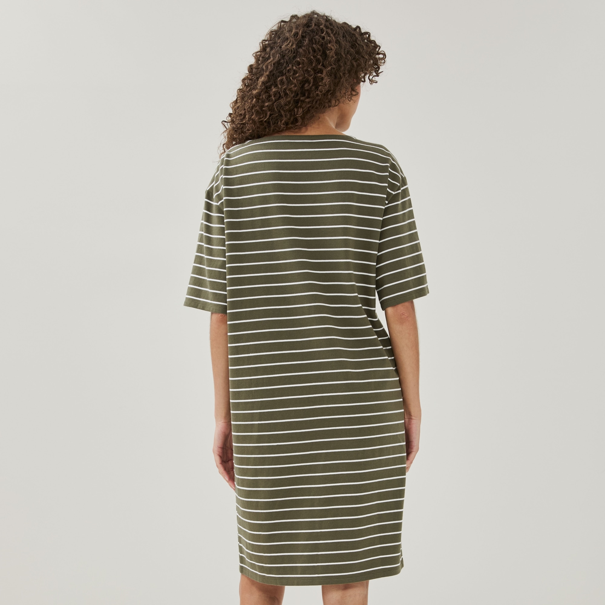 Striped T-Shirt Dress in Olive from Joe Fresh Striped T-Shirt Dress in Olive from Joe Fresh