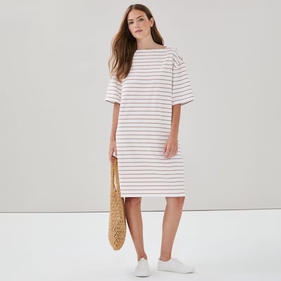 Robe t-shirt rayée - Brun Pâle