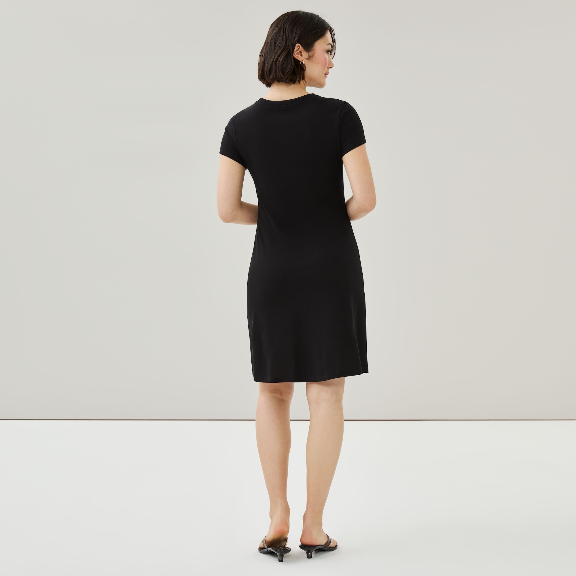 black ruched side fitted shirt dress recycled black fitted ruched side shirt dress..17 Nr 38