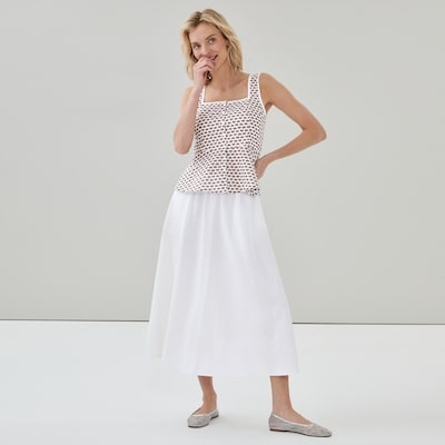 Printed Peplum Blouse - White