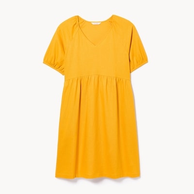 Robe midi à manches bouffantes - Jaune