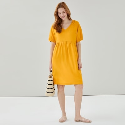 Robe midi à manches bouffantes - Jaune