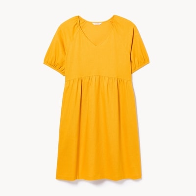Puff Sleeve Midi Dress - Yellow