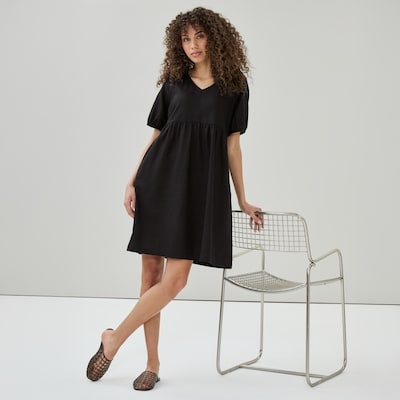 Robe midi Ă manches bouffantes - Noir JF