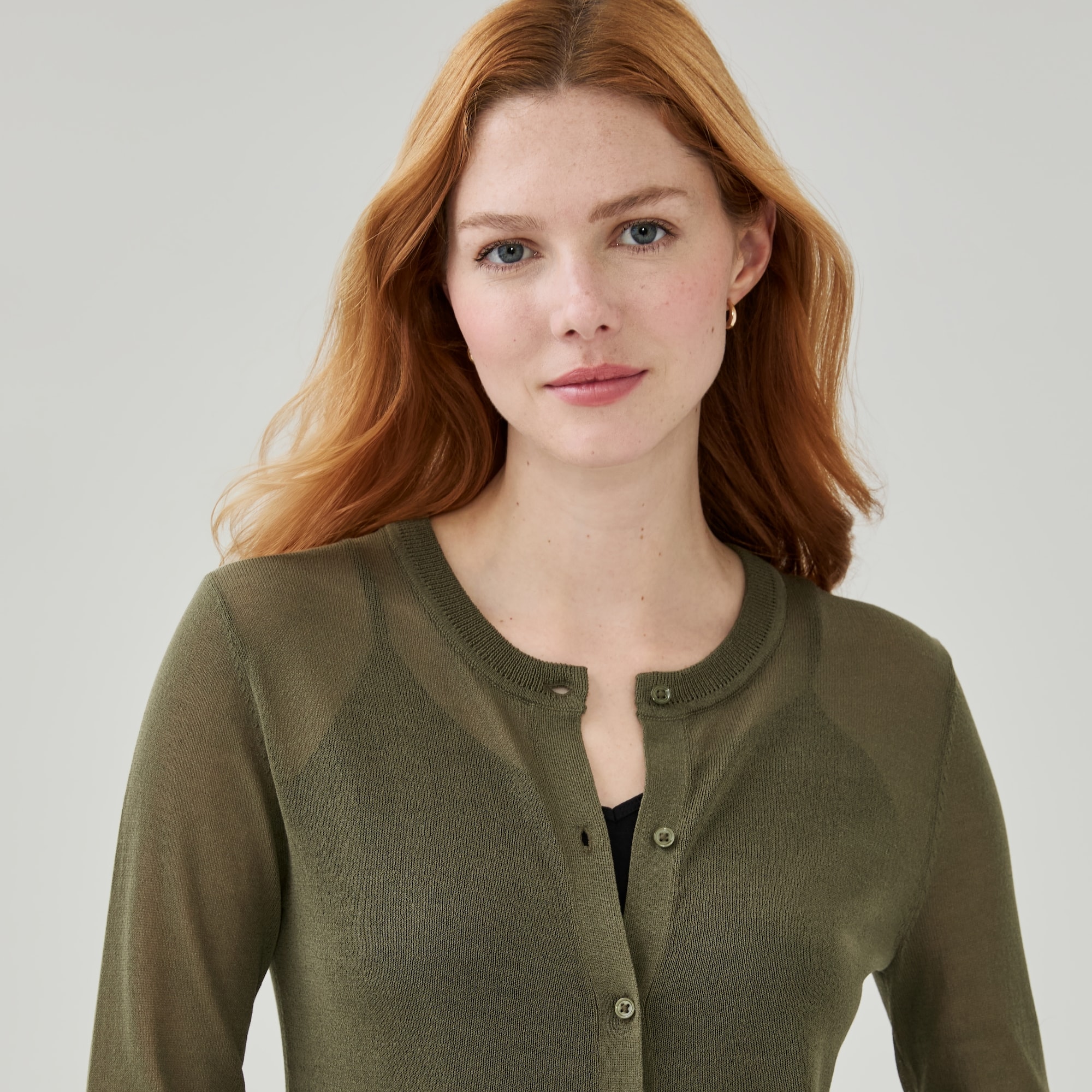 Sheer Cardigan in Olive from Joe Fresh
