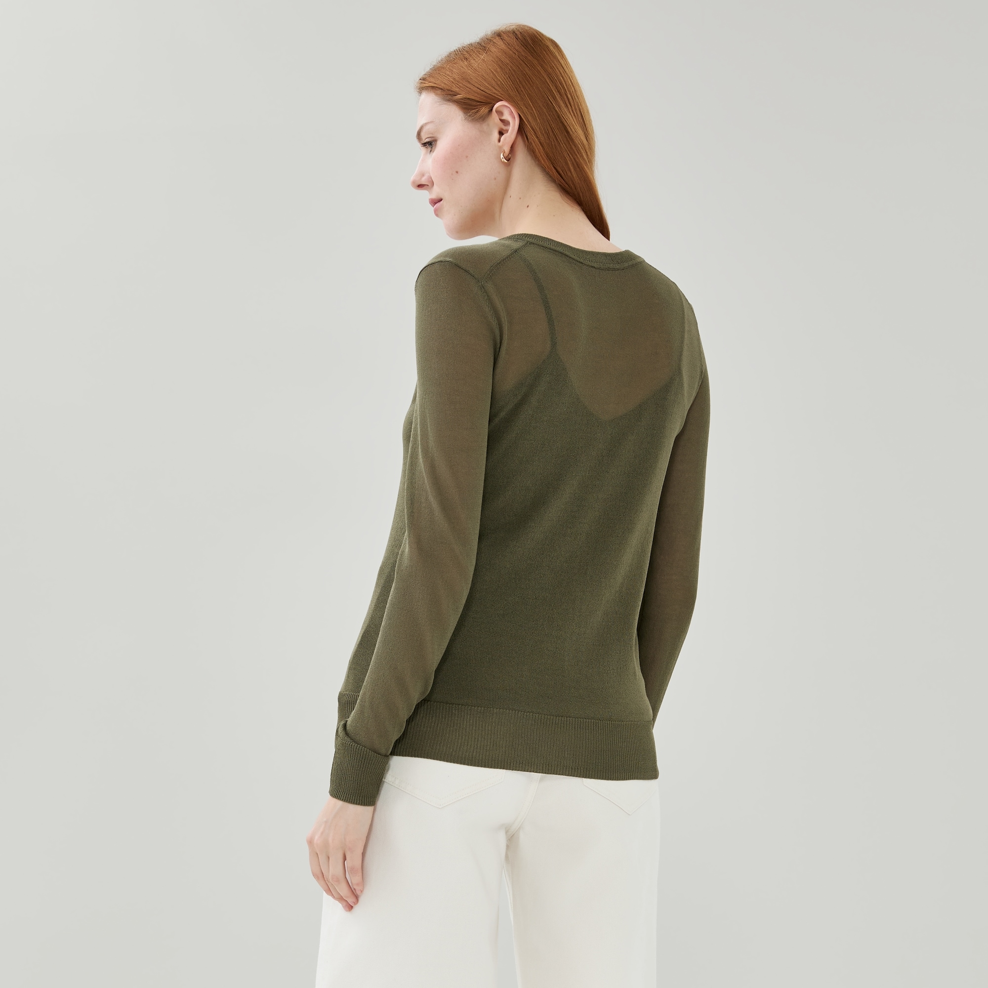Sheer Cardigan in Olive from Joe Fresh