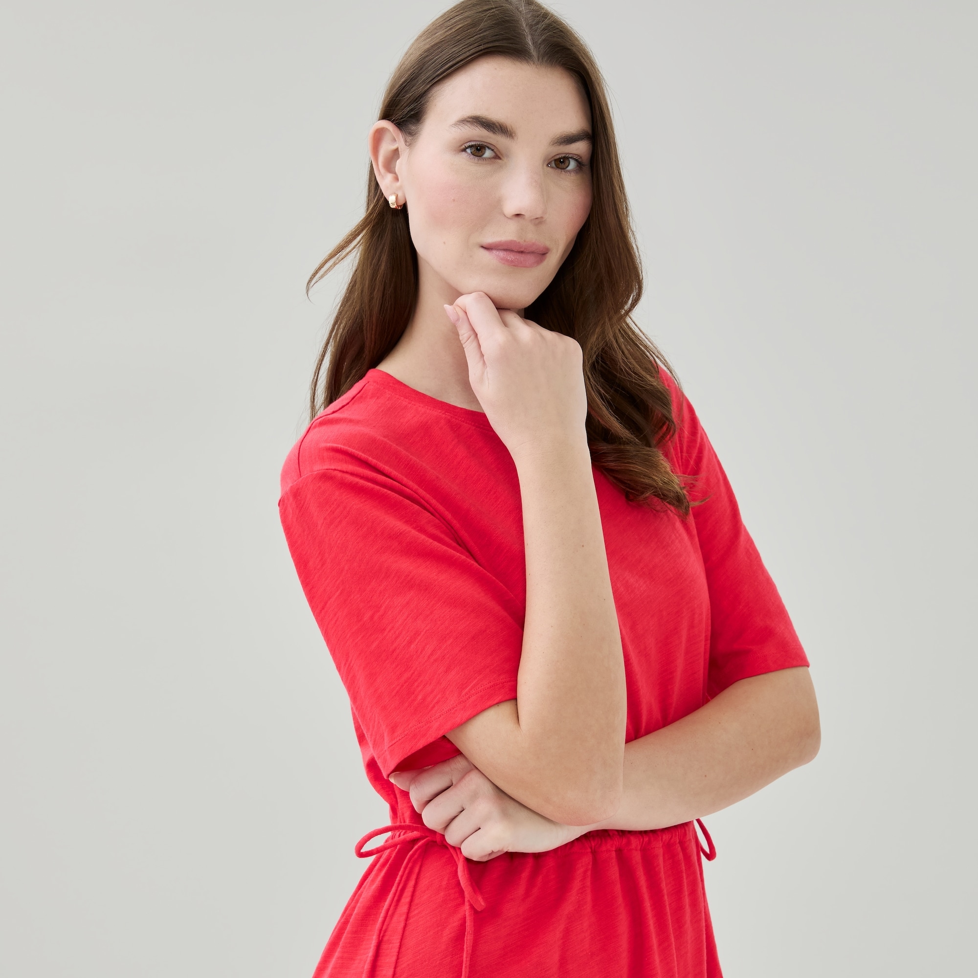 Drawstring Dress in Bright Red from Joe Fresh