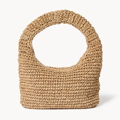 Crescent Straw Bag - Beige
