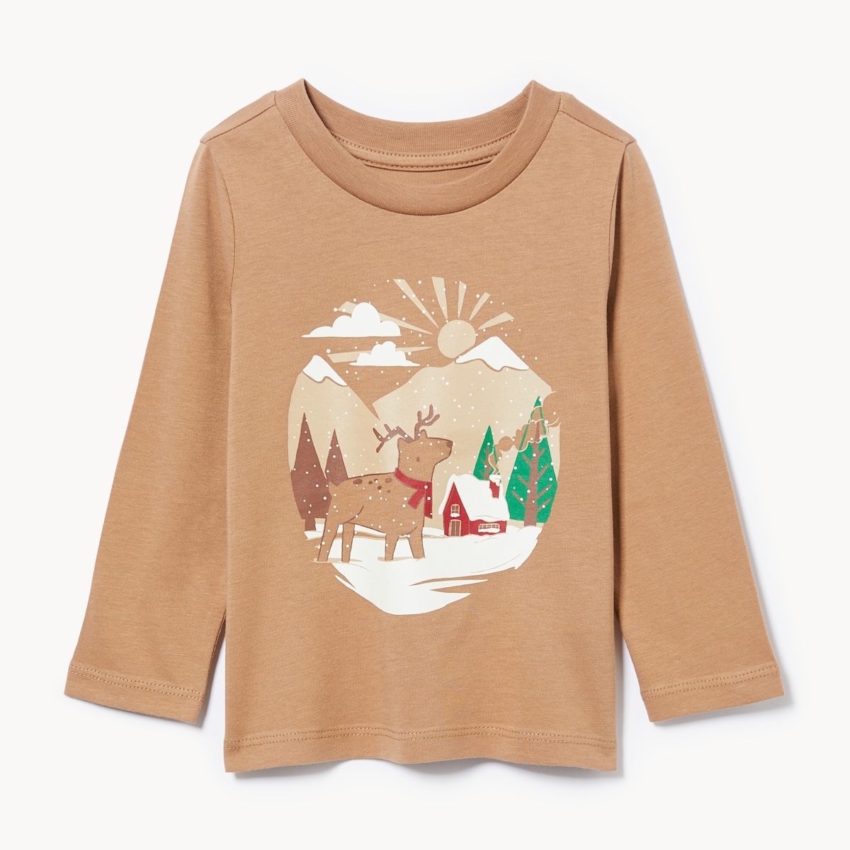 Baby Festive Graphic Long Sleeve Top - Light Brown