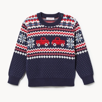 Chandail en tricot jacquard pour bébés garçons - Marine foncé