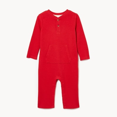 Barboteuse en tricot gaufré pour bébés garçons - Rouge