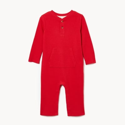 Barboteuse en tricot gaufré pour bébés garçons - Rouge