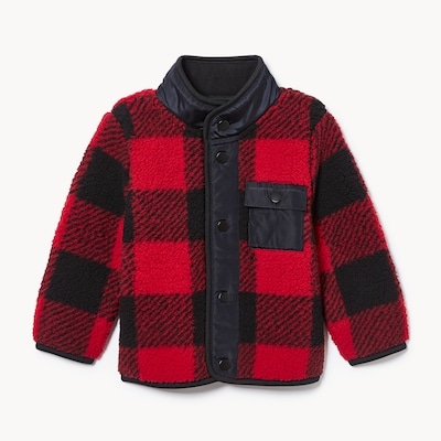 Veste imprimée en molleton effet peau de mouton - Rouge