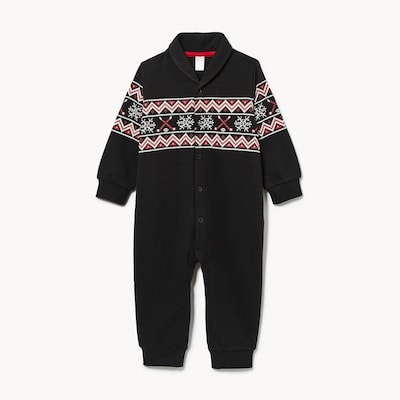 Barboteuse à col châle pour bébés garçons - Noir JF