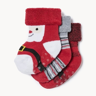 Ens. 3 paires de chaussettes Fêtes à revers tourné - Rouge