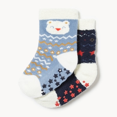 Baby Boys' 2-Pack Plush Crew Socks - Navy