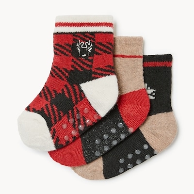 Baby Boys' 3-Pack Winter Crew Socks - Red