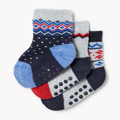 Baby Boys' 3-Pack Winter Crew Socks - Grey