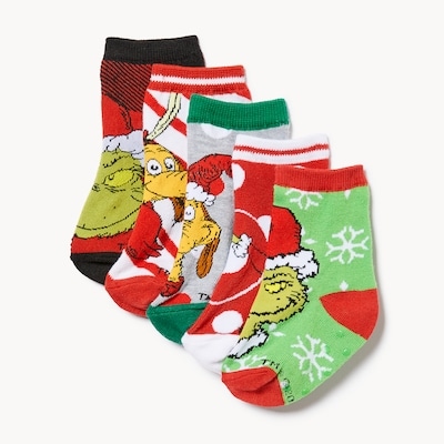 Baby Boys' Grinch 5-Pack Crew Socks - Bright Red
