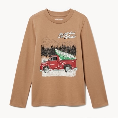 Kid Graphic Long Sleeve Top - Light Brown