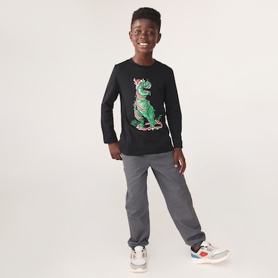 Kid Graphic Long Sleeve Top - JF Black