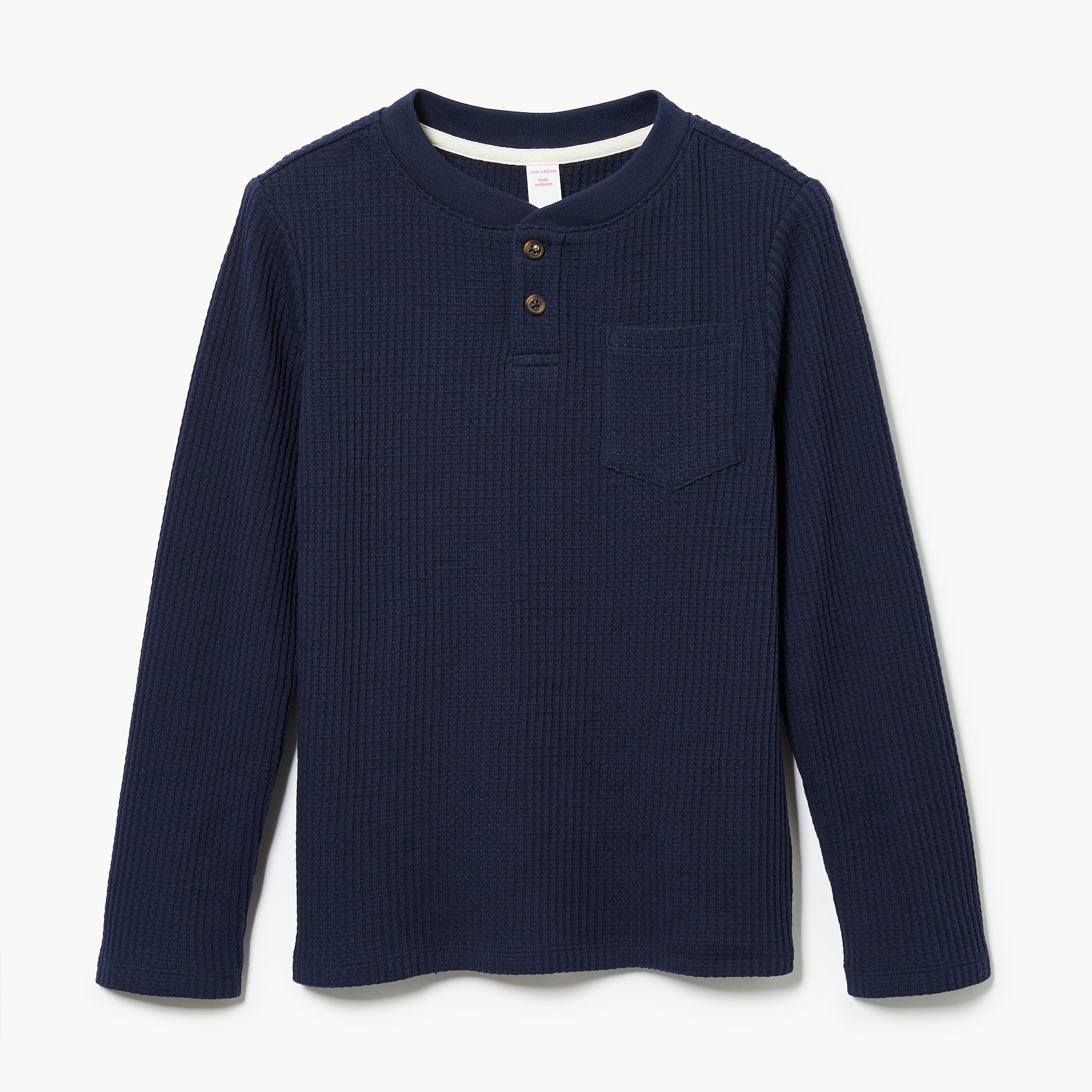 Kid Boys' Waffle Long Sleeve Top in Dark Navy from Joe Fresh