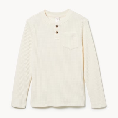 Haut manches longues en tricot gaufré pour garçons - Crème