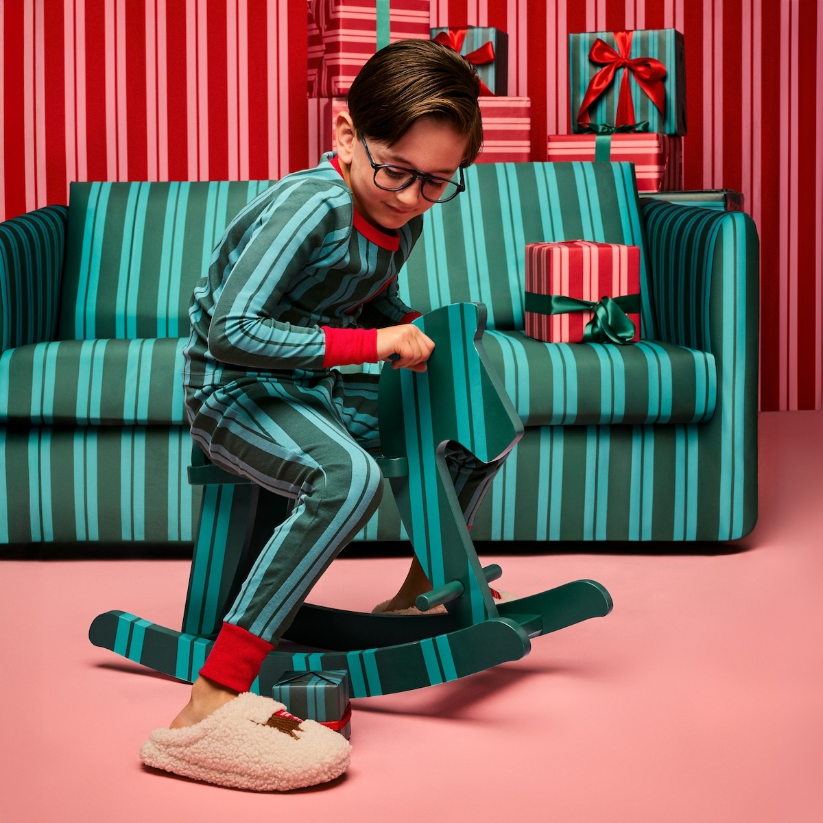 Kid JF x Jessi Striped Sleep Set - Teal