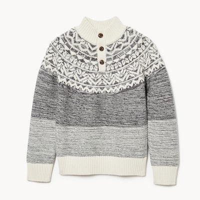 Chandail en tricot à col montant pour garçons - Crème