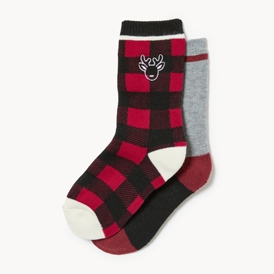 Ens. de 2 paires de chaussettes tube pour garçons - Rouge