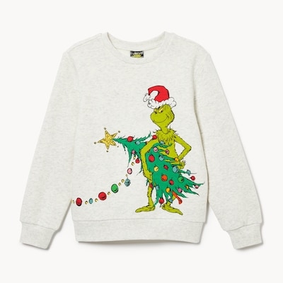 Kid Boys' Grinch Festive Sweatshirt - Light Oat Mix